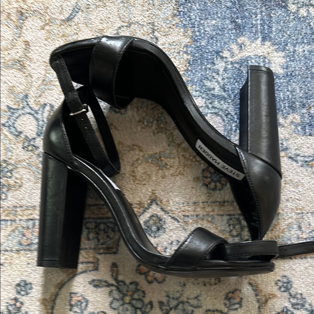 Steve Madden Carrison Black Block Heels Chunky Size 7
